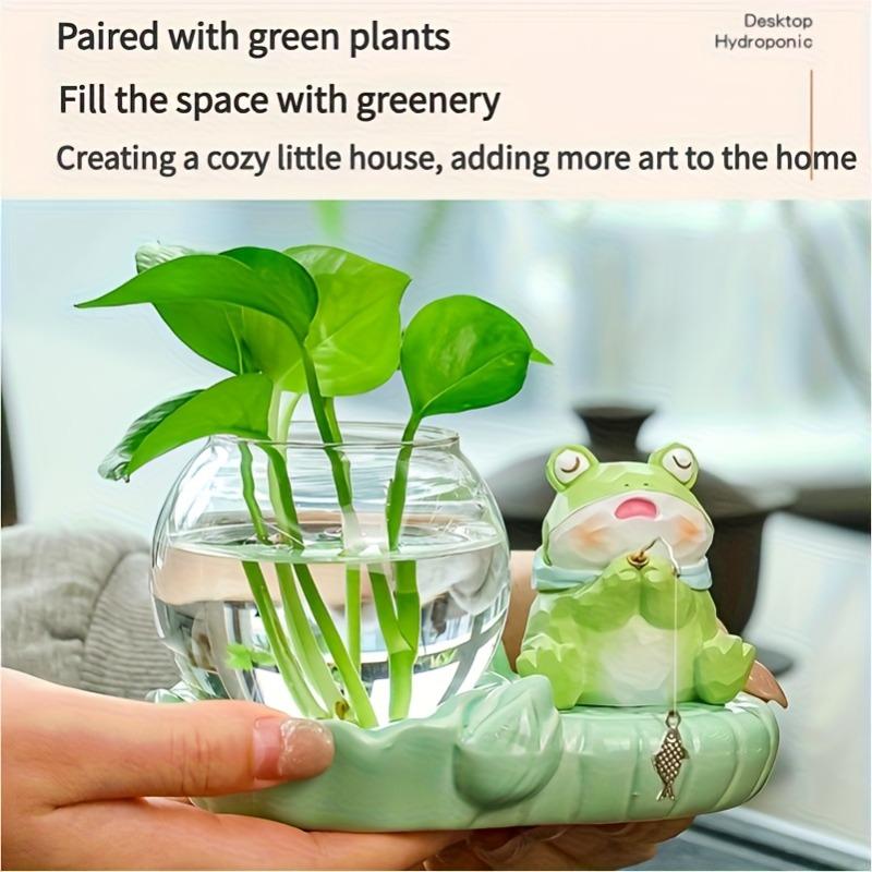 Cute Plants Propagation Stations Vases Glass Planters for Hydroponic Plants Garden Gifts Ceramic Kitten Frog Fishing Home Decor