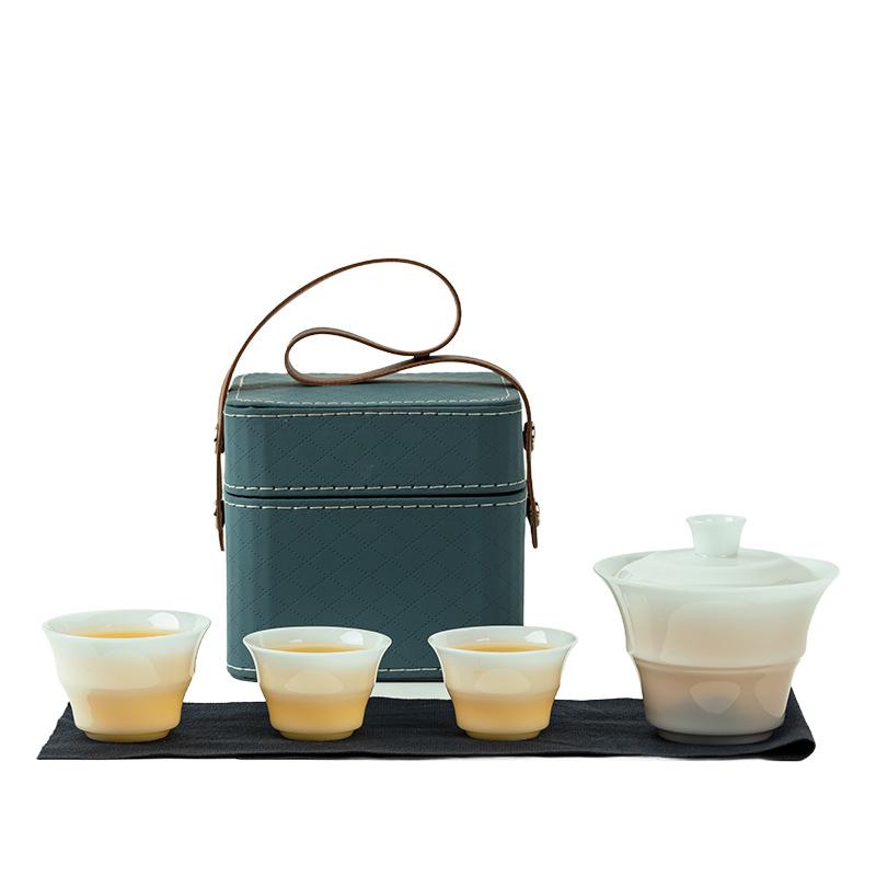 Jade Porcelain Portable Travel Tea Set Kuaike Cup One Pot One Cup Tea Cup Personal Special Teapot Two Cups Ladies