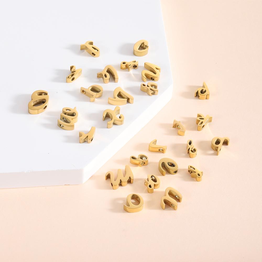 CARLIDANA Tiny Letters Pendant Charms Letter Necklace Stainless Steel Gold Plated Initial Charms Findings for Jewelry Making
