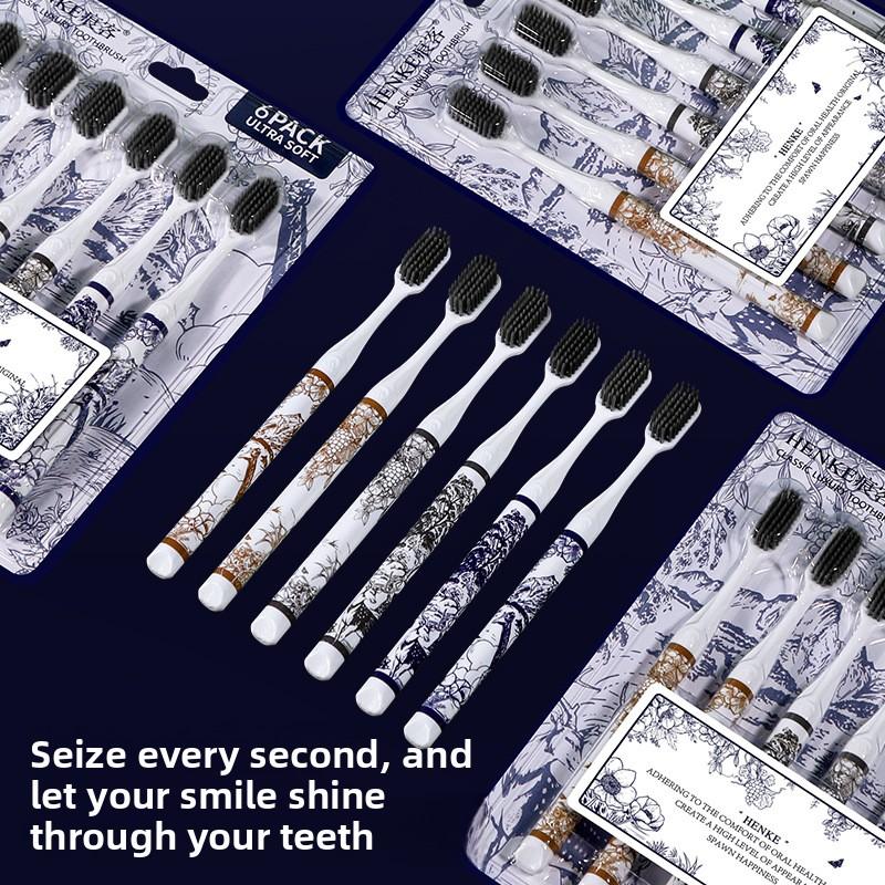 Soft bristled toothbrush with high aesthetic print, suitable for deep oral cleaning for families, schools, and traveling couples