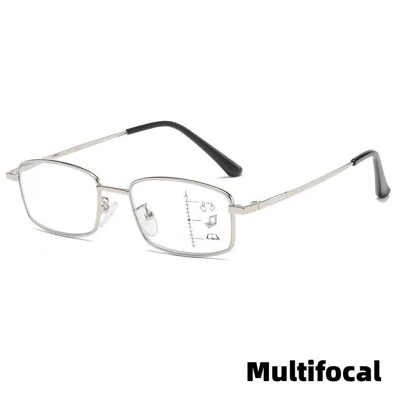 2026 New Business HD Photochromic Men's Reading Glasses Ultra Light Neutral Progressive Multifocus Anti Blue Light Glasses
