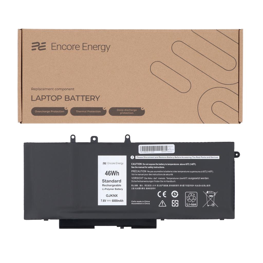 New Encore Energy Battery for Dell Latitude 5280 5290 5480 5490 5491 5495 5580 5590 5591 Precision 3520 3530 46Wh 7.6V 6000mAh Gjknx