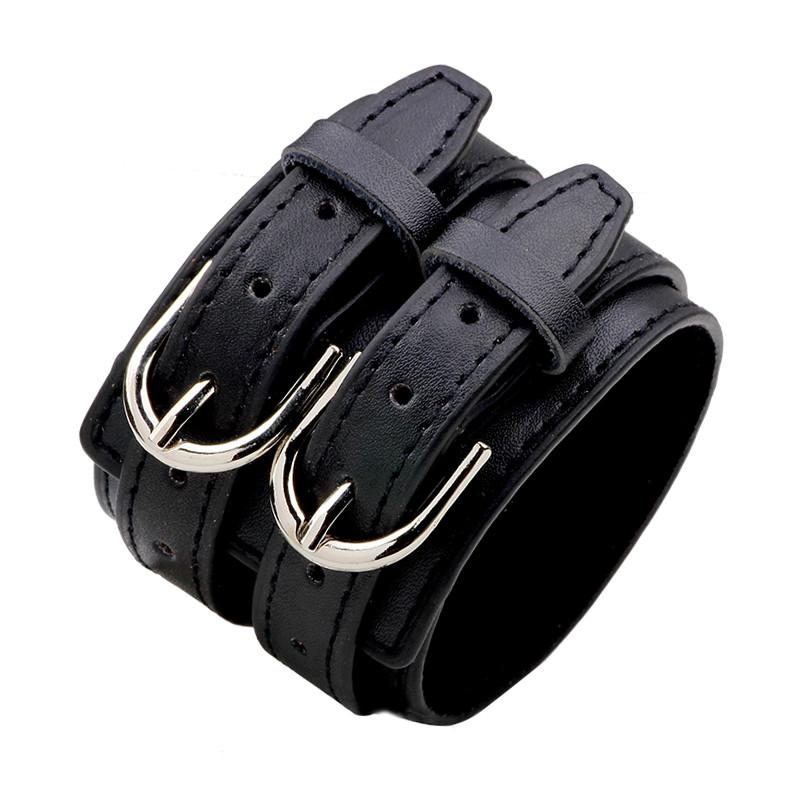 Zorcvens Mode Dubbele Riem Leer Pols Vriendschap Grote Brede Armband Voor Mannen Gesp Vintage Punk Sieraden 27.2cm