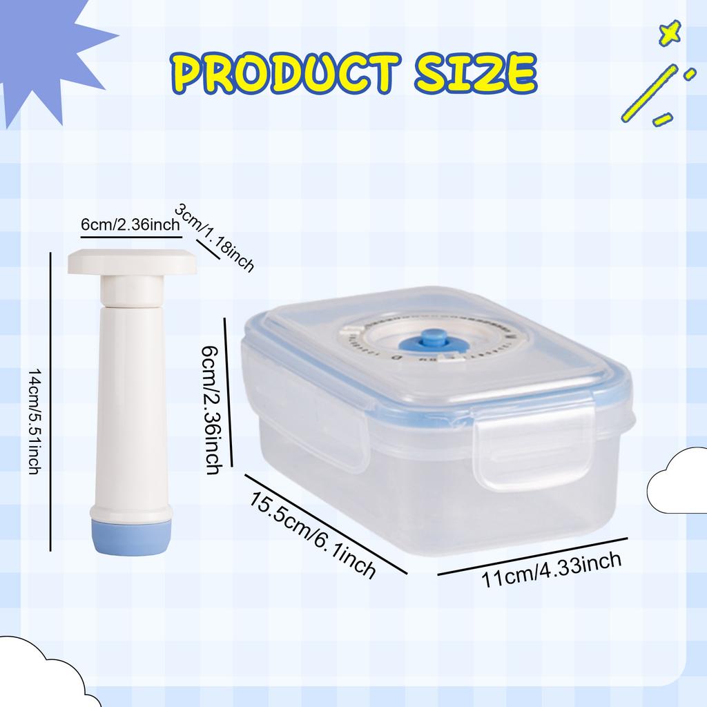 Vacuum Food Storage Box and Pump Fresh,With Date Dial Record Fridge Organizer Microwave Safe Fresh-Keeping Sealing Box