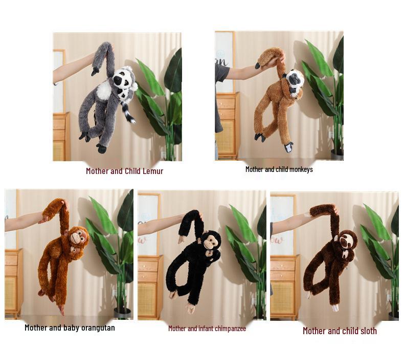 Cartoon Long-Armed Monkey & Baby Orangutan Lemur Sloth Plush Toy for Kids