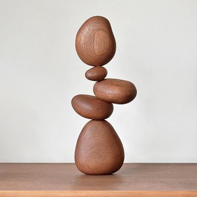 Solidne drewno abstrakcyjna dekoracja domu kreatywna magnetyczna równowaga kamienna rzeźba zabawna sztuka ozdoby styl nordycki puzzle statua prezent