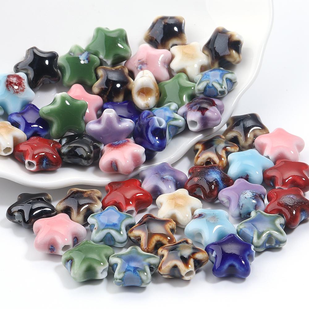 5PCS/Lot Star Ceramic Beads Colorful Loose Spacer Star Beads For Jewelry Making Spacer Beads DIY Bracelet Necklace Accessories