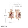 Colorful Natural Zircon Sea Turtle Earrings For Women Fashion  Rose Gold Color Daily Accessorie Animal Jewelry
