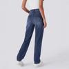 Women's Straight Leg Jeans Pull-On High Waisted Cropped Denim Pants Stretchy Ankle Jeans for Daily Wear Outings