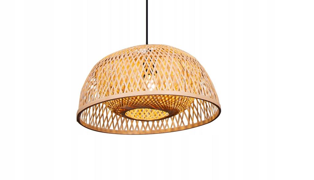 Hanging Ceiling Lamp Bamboo Boho Rattan Wood Loft