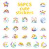 56 Cartoon Rainbow Stars Graffiti Stickers Colored Girl Heart Account Diary Decorative Material Stickers