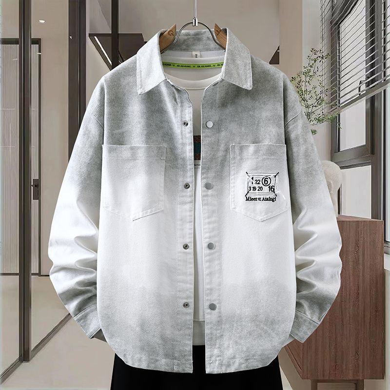 Men's Gradient Denim Jacket - Stylish Spring/Autumn College Style