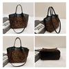 Tote Bag Women Velvet Leopard Print Large Capacity Office Daily Use