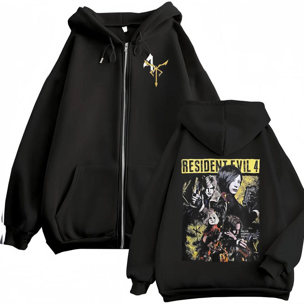 Leon Kennedy Zip Up Sweatshirts Resident Evil Requiem Gamer Gift Zipper Hoodies Men Women Jacket Coats