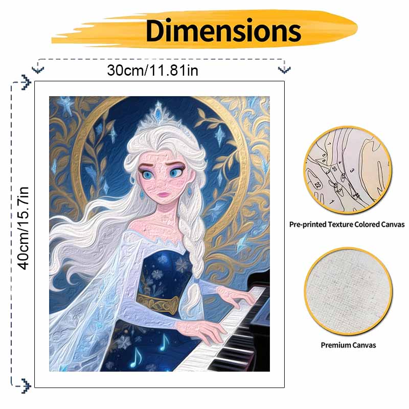 Disney digital oil painting art kit ice queen piano handmade diy home decorations