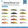 5.5cm/5g Sinking Multi-color Hard Minnow Lure for Freshwater and Sea Fishing.
