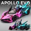 1:Modellino Giocattolo Auto Sportiva Apollo Project EVO Scala 1:24 Ritorno a Molla Suono Luci Ruote Sterzanti Modelli Supercar Ornamento da Scrivania