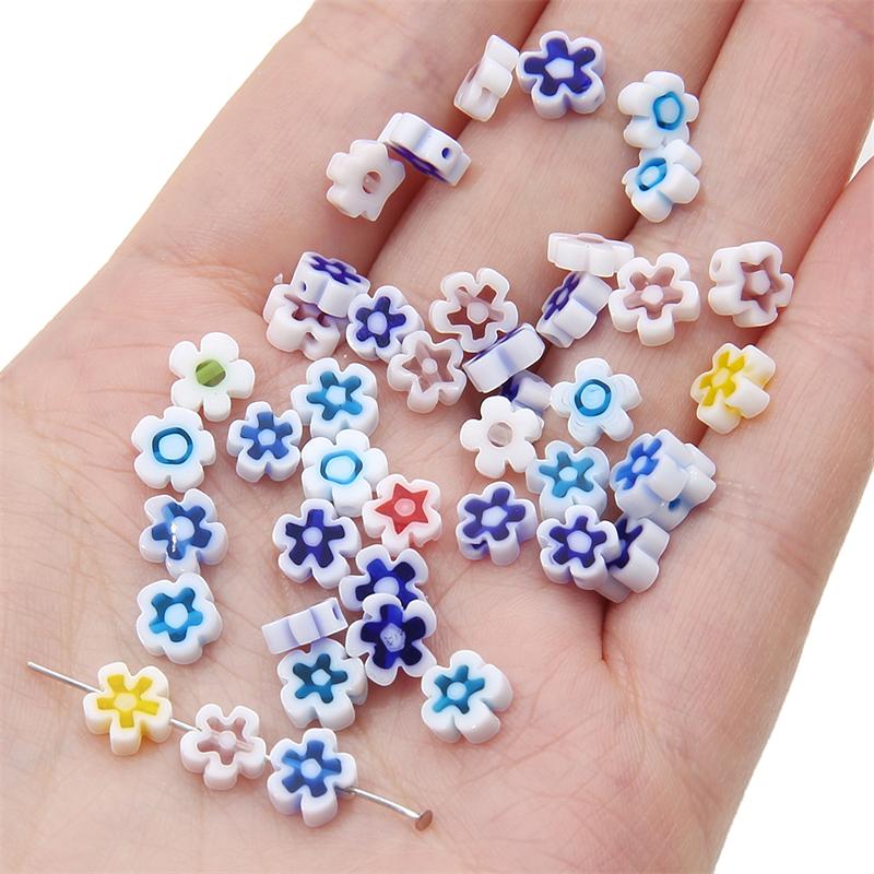 

10 шт. 6 мм стеклянные подвески ручной работы лэмпворк цветочные бусины для DIY ожерелье браслет серьги ювелирные изделия ремесло изготовления 6mm 10pcs