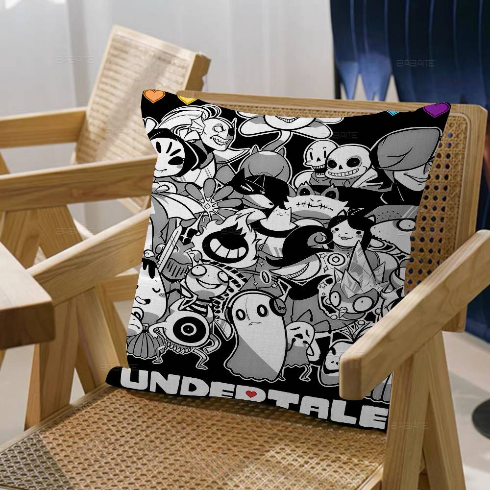Anime Undertale Game Pillow Covers Cartoon Sofa Decorative Home Double-sided Printing Short Plush Cute Cushion Cover