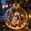 Shatterproof Plastic Spheres Glowing Christmas Story Ornament, Mini Holiday Scene In Ball, Light Up Decorative Ornaments for Home Clear Ball Xmas Tree