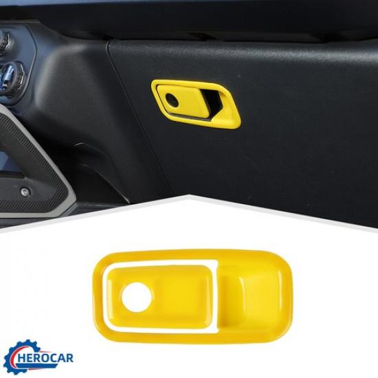 2pcs Co-pilot Storage Box Handle Switch Cover Trim For Ford Bronco +Yellow