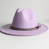 Deep Purple Fedora Felt Hat Men'S And Women'S Universal Solid Color Fedora Hat Women'S  Wide Brim Classic Jazz Hat Church Hat