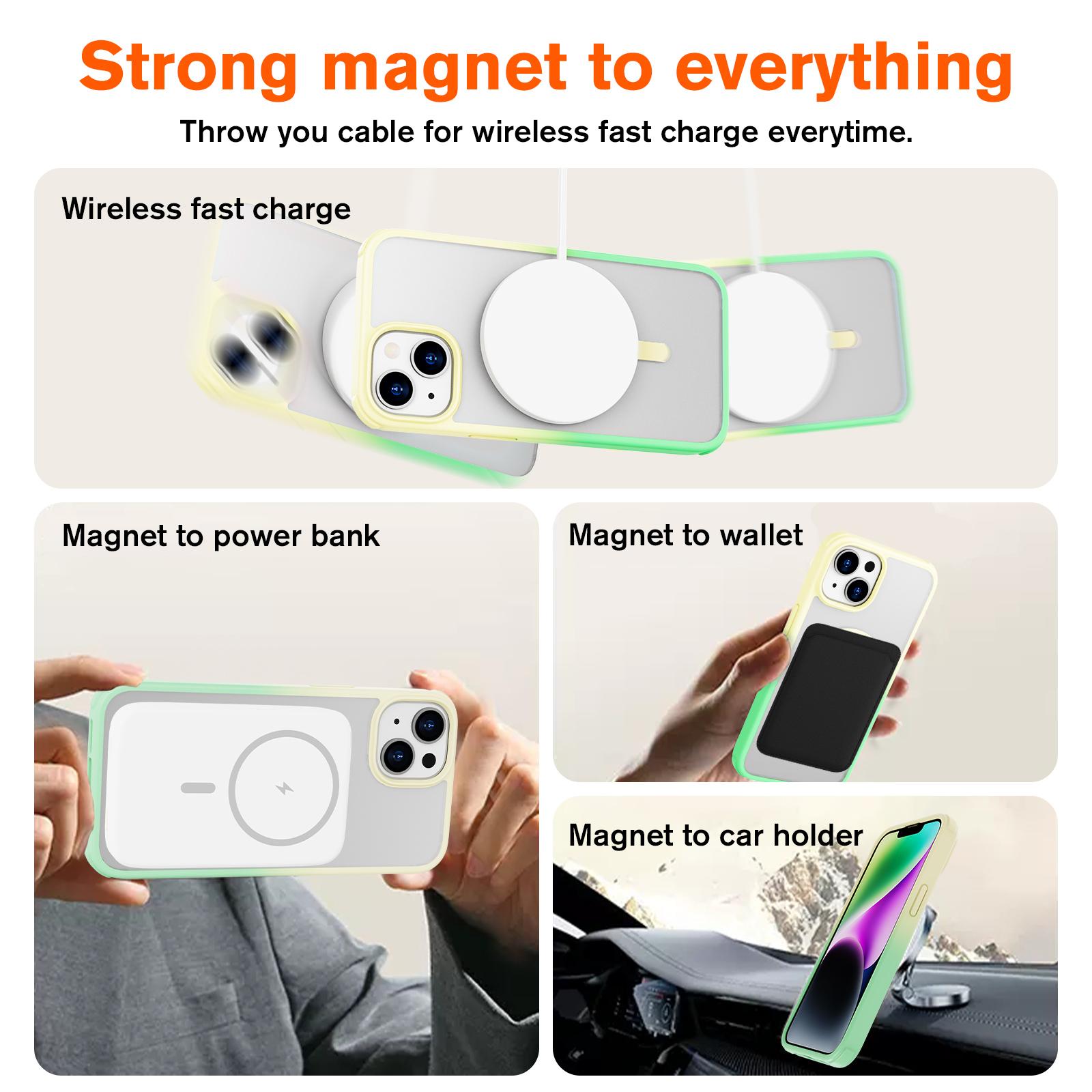 

For iPhone 14/13 Magnetic Case Silky Touch TPU+PC Anti-Drop Phone Cover A