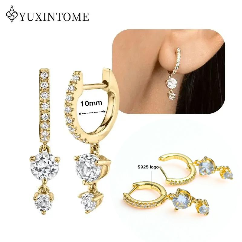 Dames 925 Zilveren Oorstekers Kristal Zirconia Waterdruppels Stud Hoops Goud Huggie Oorbellen Premium Luxe Feest Sieraden