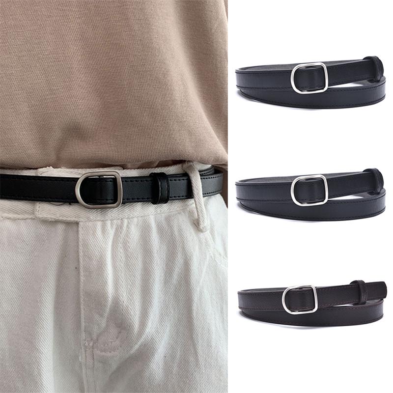 Ins   Simple Women Belts Leather Metal Pin Buckle Waist Belt Thin Belt