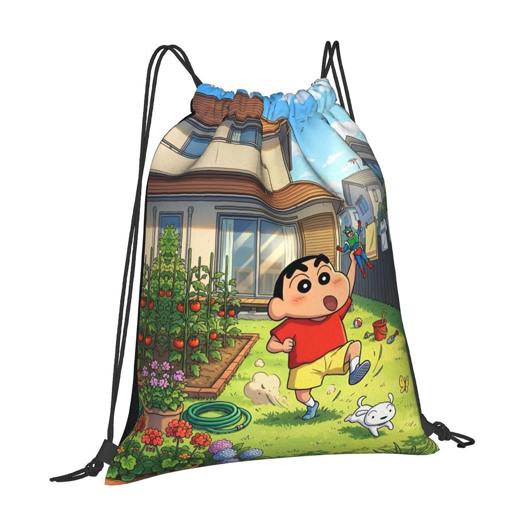 Custom Crayons Shins Chans Drawstring Bag for Shopping Yoga Backpacks Women Men Cartoon Sports Gym Sackpack