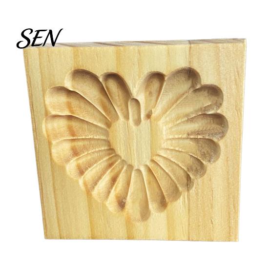 Nonstick Dough Stamp Molds Wood Cookie Cutter Mold, Round Gingerbread Biscuit for Easy Release Cake Embossers DIY Baking, Fondant Decoration, Holiday