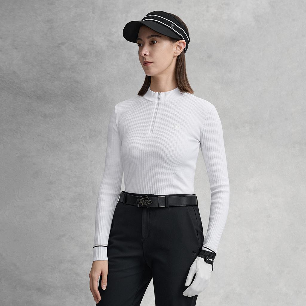 Fila Golf Series Simple Fashion Casual Sports Golf Versatile Comfortable Elegant Slim Fit Knitted Long Sleeve Sweater Women Sweater A11W615407FWT