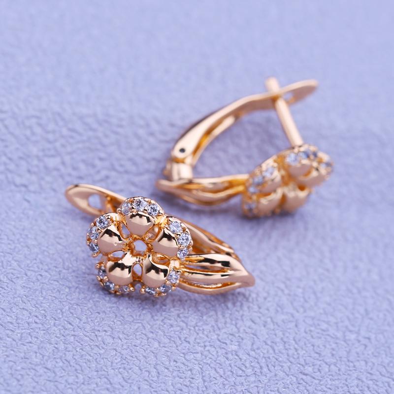 MINTHA Flower Clip Earrings Trendy Rose Gold Color Fashion Jewelry Cubic Zirconia Geometry Earrings For Women Bridal Geometry Earrings