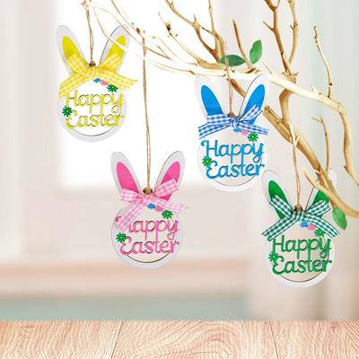 4/8pcs Easter Wooden Decorative Ornaments,Handcrafted Hanging Decorations with Bunny ,Holiday Hangings,For Home,Party Decor