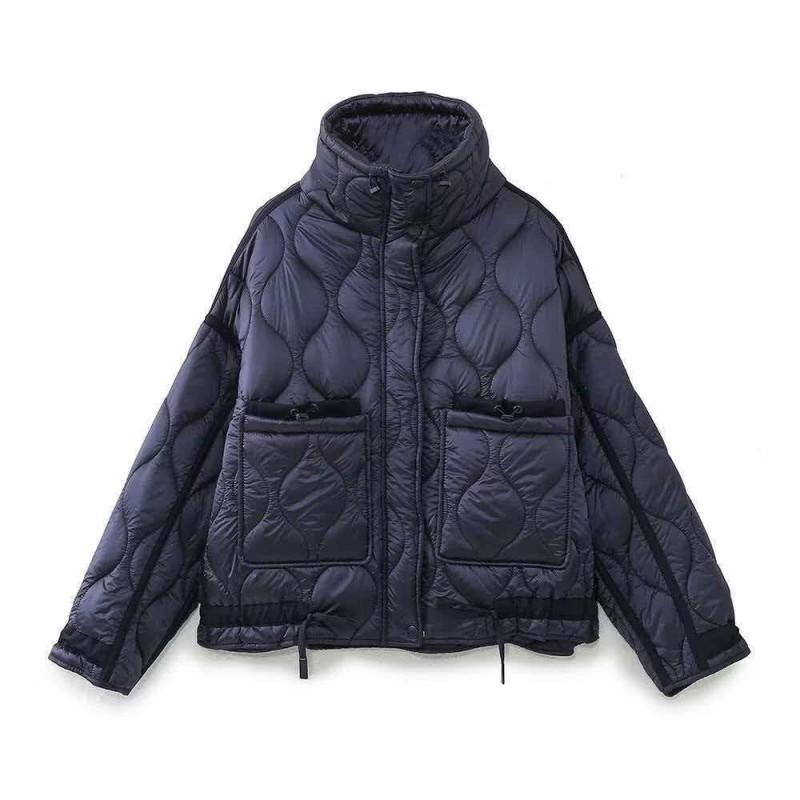 ZA Womens Winter Loose Stand Collar Padded Coat Multiple Colors Pocket Casual Outerwear