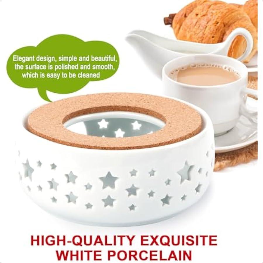 KAYCROWN Teapot Warmer Ceramic Tea Warmer for Teapot Tealight Warmer with Tealight Holder for Heating Coffee Milk Tea Warmer Te