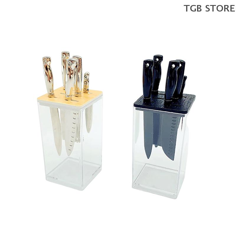 1/12 Miniature Dollhouse Knife Rest Set Model Mini Knives Cooking Utensils Dolls House Kitchen Accessories
