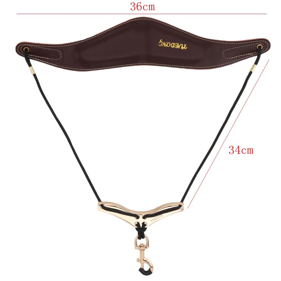 Saxofon din piele naturală Curea dublă pentru umăr Material piele de vacă Curea de gât reglabilă pentru joc de saxofon