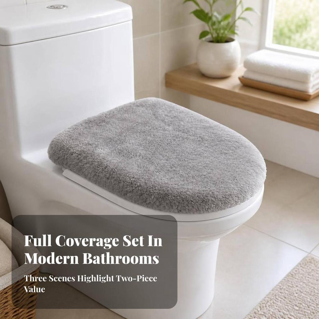 2 Pieces Toilet Lid Cover Soft Seat Dust Long-Lasting for Bathroom
