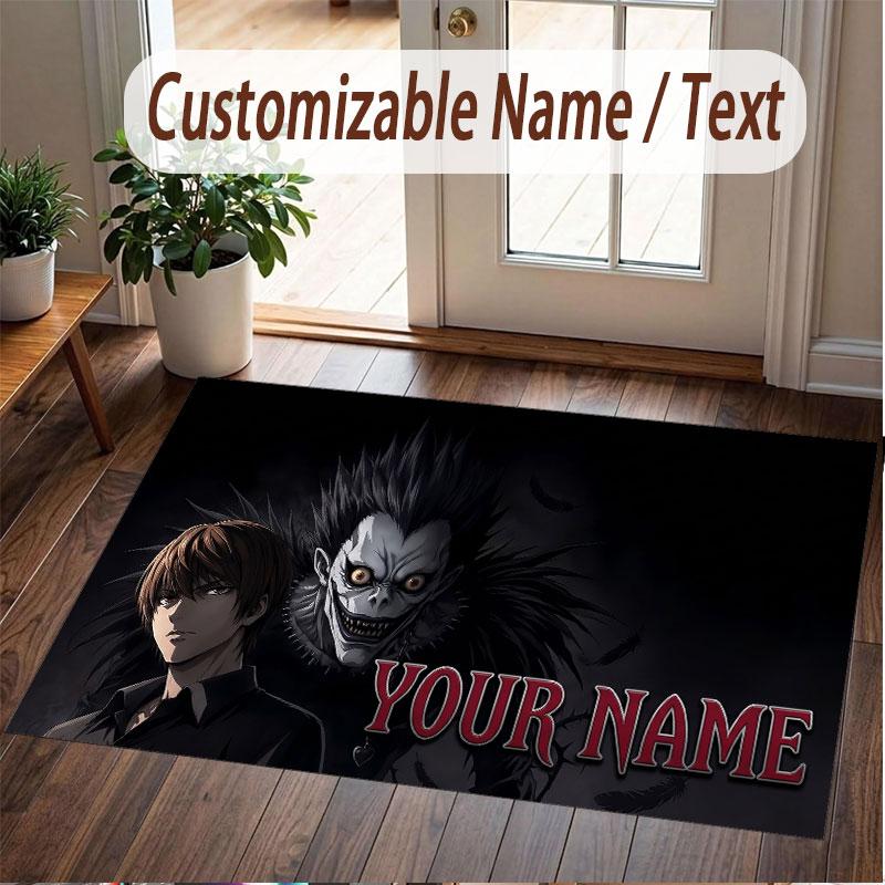 Custom Name Crystal Velvet Rug,Death Note Comfortable Anti Slip Floor Mat For Room Decoration