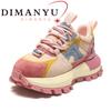 Women Sneakers Shoes Genuine Leather  New Spring Color-Blocked Dad Shoes Women Fashion Platformrunning Shoes Women