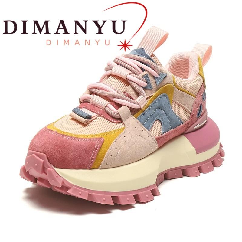 Women Sneakers Shoes Genuine Leather  New Spring Color-Blocked Dad Shoes Women Fashion Platformrunning Shoes Women