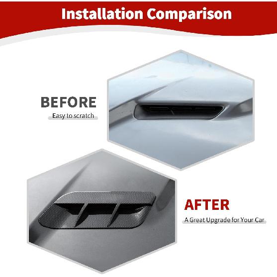 For Challenger Hood Vent Cover Trim Fit for Dodge Challenger 2015-2023 Black Carbon Fiber Exterior Accessories 2pcs