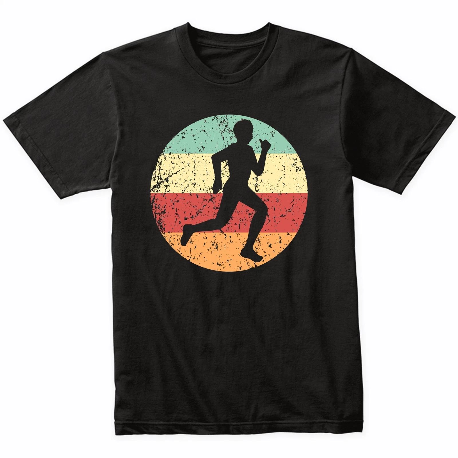 Runner Cross Country Marathon Silhouette Retro Sports T-Shirt - Retro Colors S