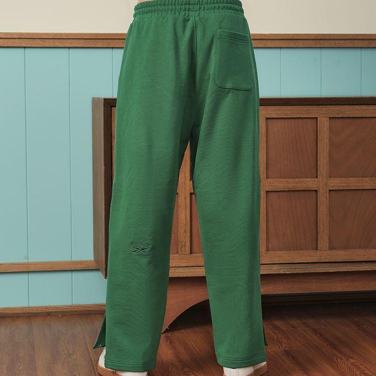 Reebok Solid Color Straight Leg Button Knit Casual Pants Unisex Bottoms Dark-Green 23FRC605UGL1