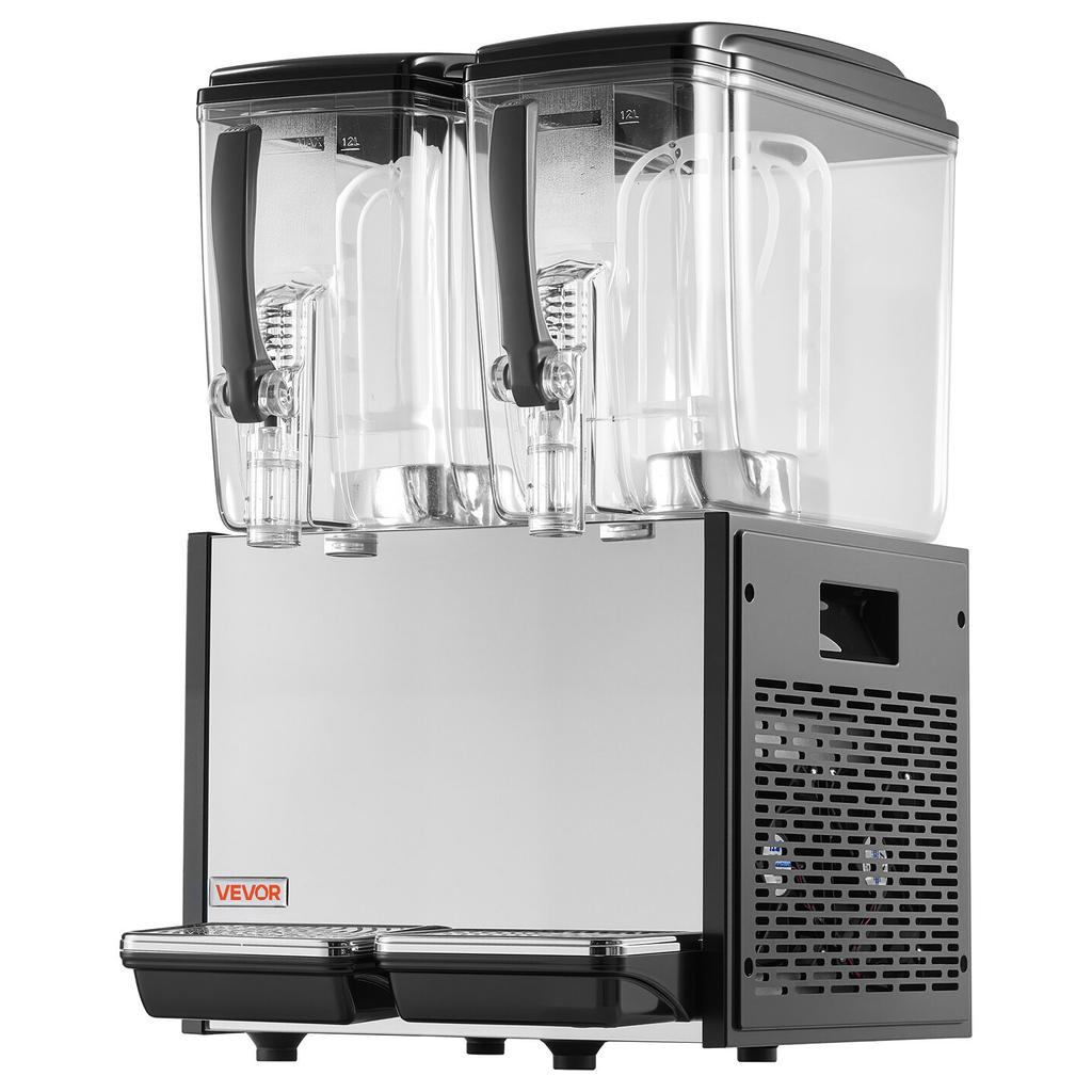VEVOR Commercial Beverage Dispenser 2 Tanks 12 L / 12.7 QT Per Tank, Stainless Steel Juice Dispenser
