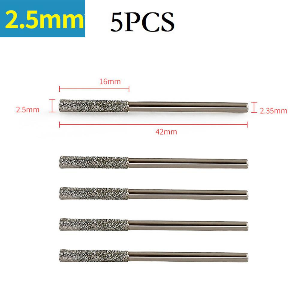 5 PCS 0.8-2.5mm Diamond Coated Drill Bits 2.35mm Shank For Glass Jade Amber Glass Diamond Punching Needle
