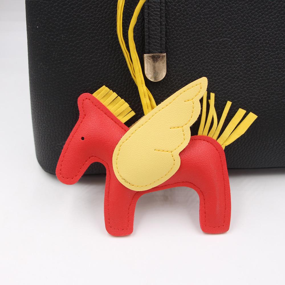 Pegasus Charm Tassel Keychain: Faux Leather Pony Backpack Accessory