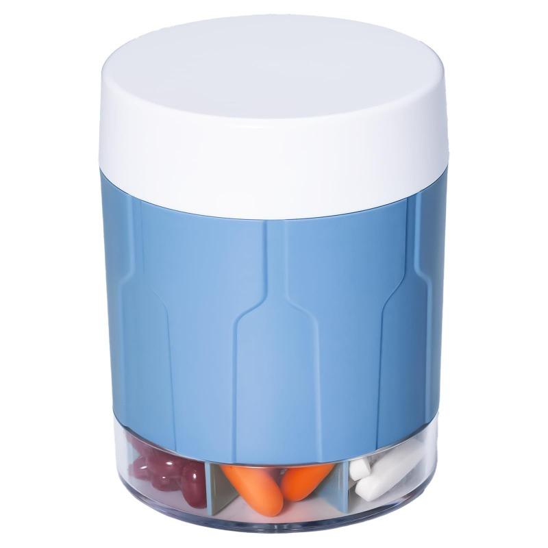 

7 Grids Large Pill Cup Bottle Organizer Supplement Organizer for Holding 6 Various Vitamins Travel Pill Case Box Straw Container синій