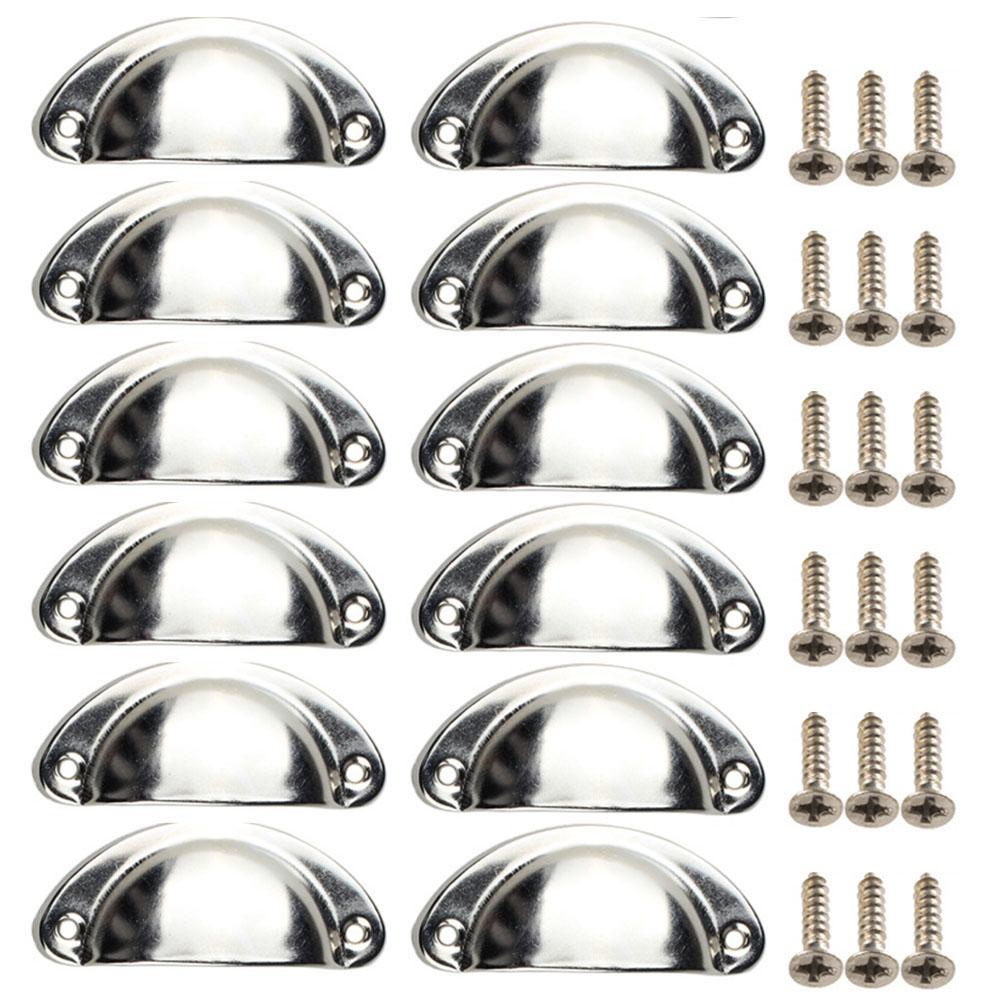 12Pcs Shell Furniture Handles Cabinet Pulls Drawer Knobs Half Moon Kitchen Cupboard Wardrobe Door Handle Antique Hardware